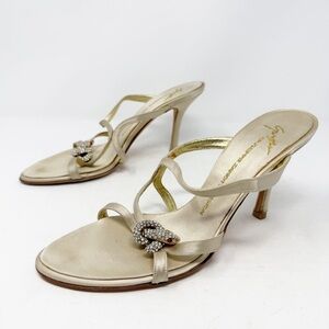 Giuseppe Zanotti Crystal Snake Satin Strappy Heels Size 39